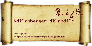 Nürnberger Árpád névjegykártya